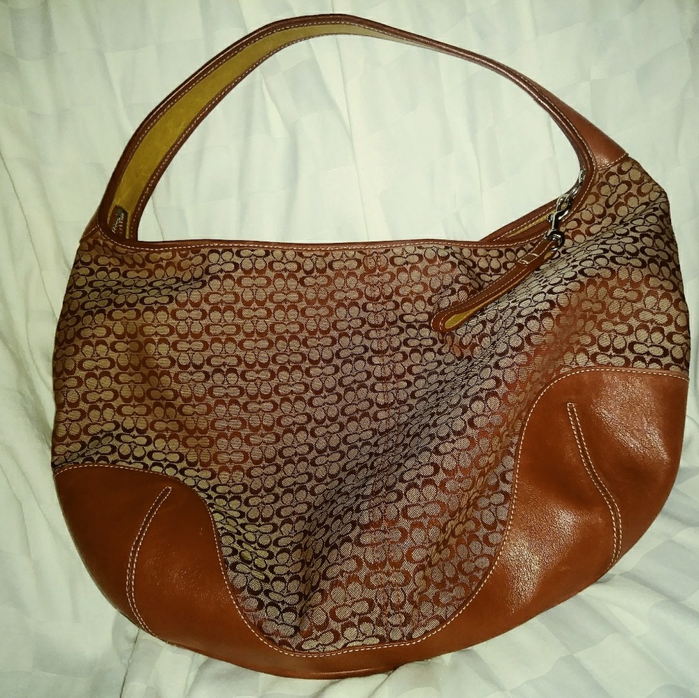 Well loved Red Coach Signature purse